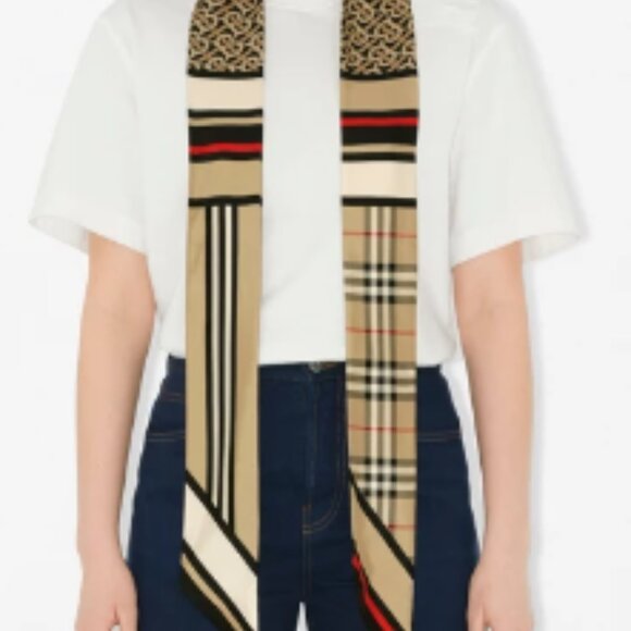 Burberry Skinny Montage Silk Scarf NWT - Picture 1 of 5